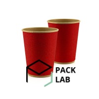 Стакан крафт гофрований червоний 440 мл F-хвиля горизонтальна