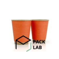 Paper cup kraft corrugated F-wave horizontal "Orange" 270 ml