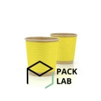 Paper cup kraft corrugated F-wave horizontal "Yellow" 110 ml
