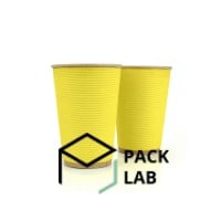 Paper cup kraft corrugated F-wave horizontal "Yellow" 340 ml
