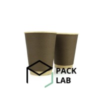 Paper cup kraft corrugated F-wave horizontal "Brown" 440 ml