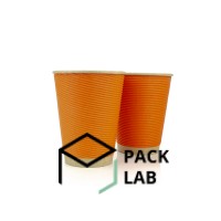 Paper cup kraft corrugated F-wave horizontal "Orange" 440 ml