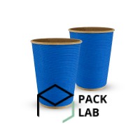 Paper cup kraft corrugated F-wave horizontal "Blue" 440 ml