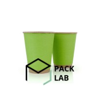 Paper cup kraft corrugated F-wave horizontal "Green" 440 ml