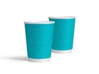 Paper cup white corrugated S-wave "Turquoise" 180 ml