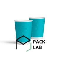 Paper cup white corrugated S-wave "Turquoise" 180 ml
