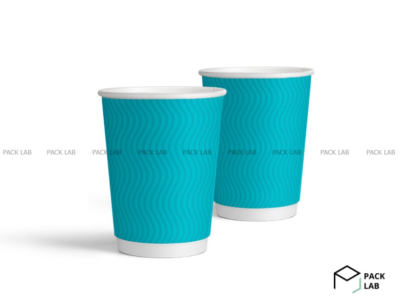 Paper cup white corrugated S-wave "Turquoise" 180 ml