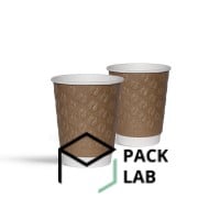 Paper cup white two-layer embossed "Coffee beans" kraft 180 ml