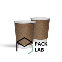 Paper cup white two-layer embossed "Coffee beans" kraft 270 ml