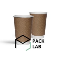 Paper cup white two-layer embossed "Coffee beans" kraft 340 ml