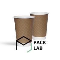 Paper cup white two-layer embossed "Rhombus" kraft 340 ml