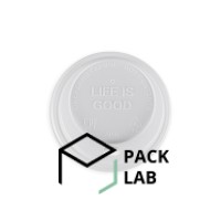 Lid AP80 white drinker with LIFE IS GOOD logo for 270/340 ml glasses