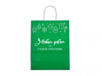 Пакет бумажный с ручками "З Новим роком та Різдвом" зеленый с игрушками Пакет бумажный с ручками "З Новим роком та Різдвом" зеленый с игрушками