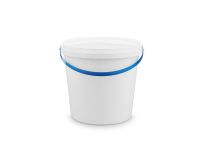 White plastic round bucket 1 l with lid