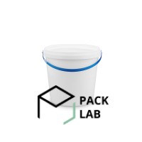 White plastic round bucket 1 l with lid