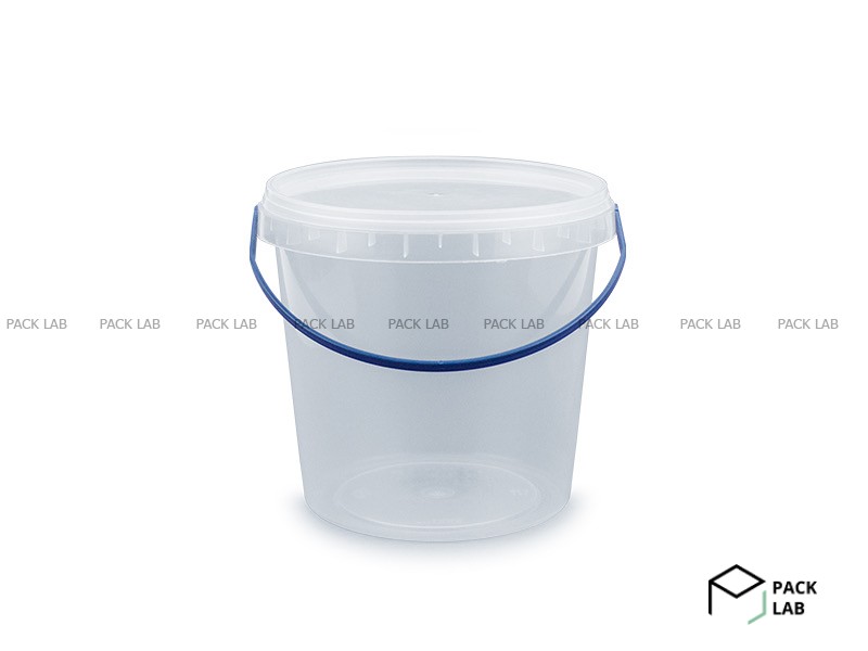 Round bucket with lid 1 l transparent
