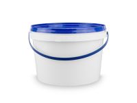 Plastic bucket white with blue lid 2.3 l