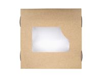 Коробка бумажная для суши крафт-белая с окошком 248*248*48 мм