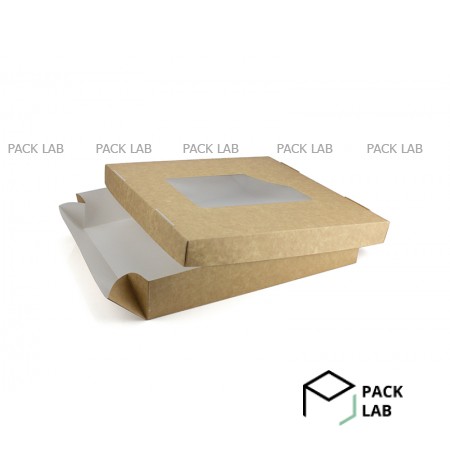 Kraft white sushi paper box with window 248*248*48 mm Kraft white sushi paper box with window 248*248*48 mm