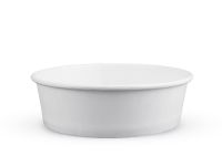 Paper salad bowl white round 500 ml with plastic lid