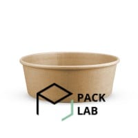 Round Kraft paper salad bowl 750 ml with plastic lid