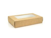 Паперовий контейнер клеєний з віконцем 194*115*40 крафт-білий (коробка)
