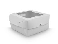 Коробка квадратная для торта с окном белая 170*170*90 мм