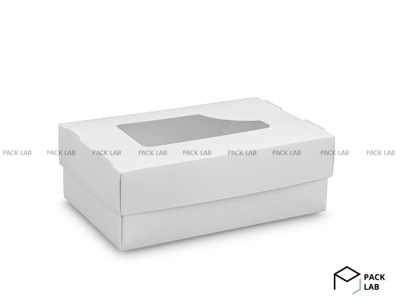 Картонна коробка для суші з віконцем біла 140*90*50 мм