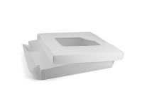 Cardboard box with window, white 248*248*48 mm