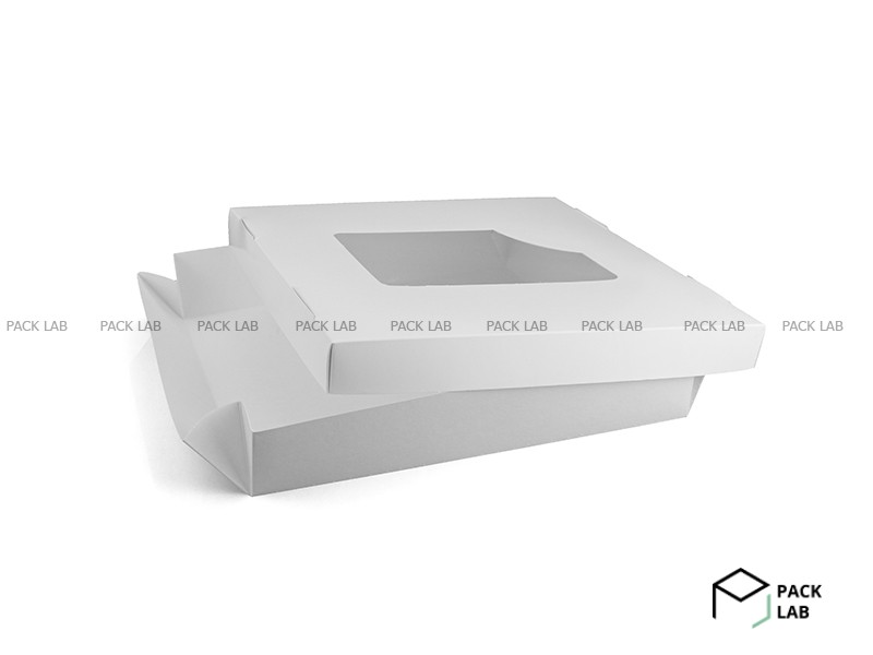 Картонна коробка з віконцем біла 248*248*48 мм