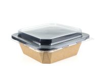 1000ml square container Kraft-Black with PET lid