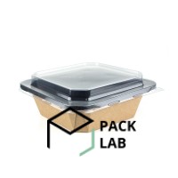 1000ml square container Kraft-Black with PET lid