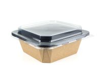 1200ml square container Kraft-Black with PET lid