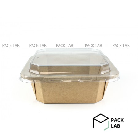1200 ml square Kraft container with PET lid
