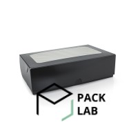 Коробка бумажная черная для суши с окошком МАКСИ 200*50*130 мм