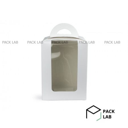 Коробка паперова біла з віконцем для пасок 140*140*180 мм