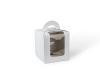 Коробка паперова біла з віконцем для пасок 115*115*120 мм
