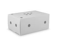 Коробка бумажная белая с отверстиями и перфорацией 150*100*65 мм