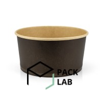 Round paper salad bowl black-kraft 1000 ml with plastic lid Round paper salad bowl black-kraft 1000 ml with plastic lid