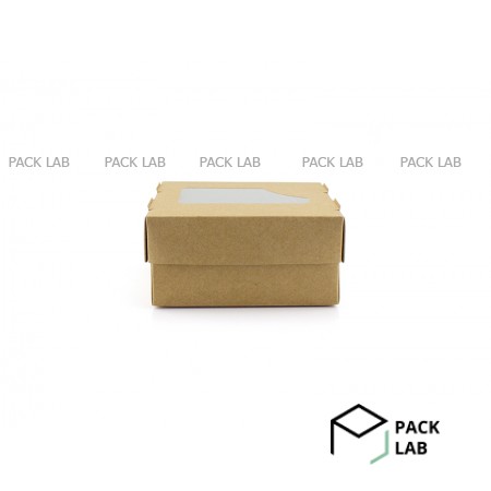 Brown-white paper box with window 100*100*50 mm