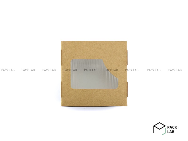 Brown-white paper box with window 100*100*50 mm