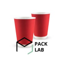 CORRUGATED CUP 430 ML (RED) F-WAVE HORIZONTAL
