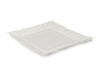 Тарелка бумажная квадратная белая без ламинации 200х200 мм
