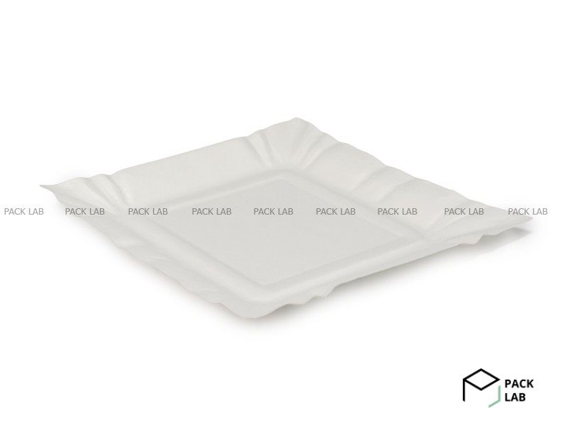 Тарілка паперова квадратна біла без ламінації 200х200 мм