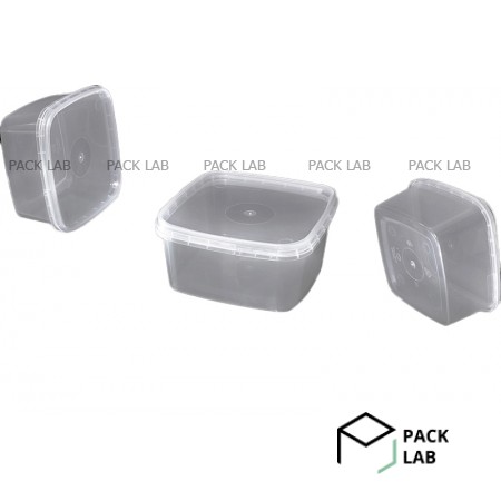 Jar cube 600/131 / K 0.6 l. + Cover 131 transparent square (Perint)
