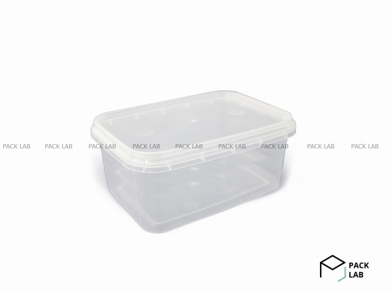 Jar cube 400/91 / K 0.4 l. + Cover 91 rectangular Transparent (Perint)