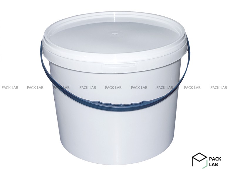 Round bucket with lid 10 l white