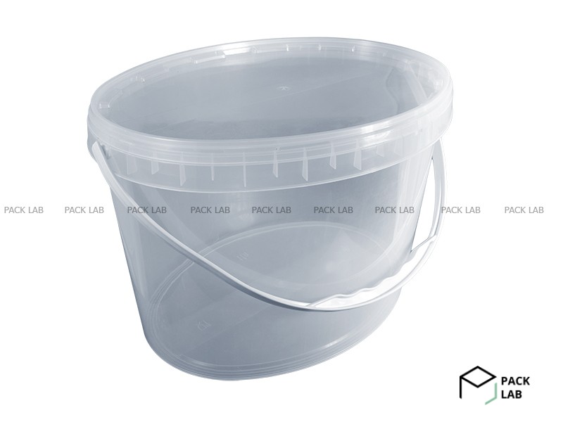 Transparent oval bucket with lid 11 l