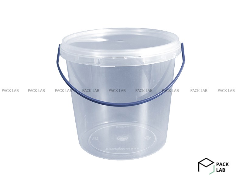 Round bucket with lid 1 l transparent