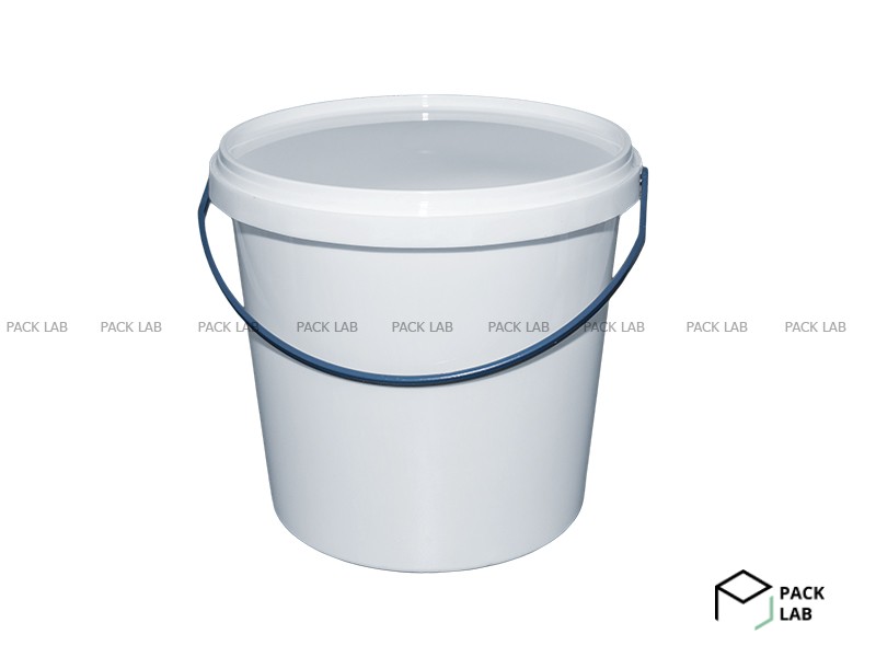 Round bucket with lid 1 l white